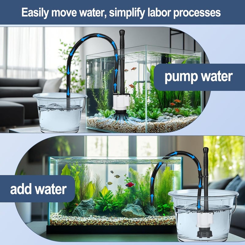 AQQA Electric Fish Tank Cleaner – 30W Aquarium Water Changer with Gravel Vacuum, Corner Nozzle Brush, Oxygen Boost etc Complete Accessories, 480 GPH Pump for Freshwater Saltwater Tanks - Image 3